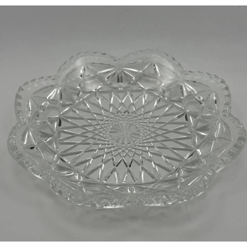 VTG 1973-74 Avon Butter Dish Cheese Ball w/Dome Lid Diamond Pattern Clear Glass